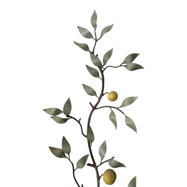 French Vintage Large Italian Tole Espalier / Espaliered Orange Citrus Tree Wall Sconce / Candle Holder Sculpture For Sale - Image 3 of 8