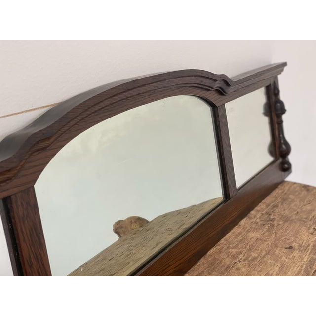 Brown Vintage Three-Panel Wall Mirror With Arched Crest and Turned Wood Frame For Sale - Image 8 of 10