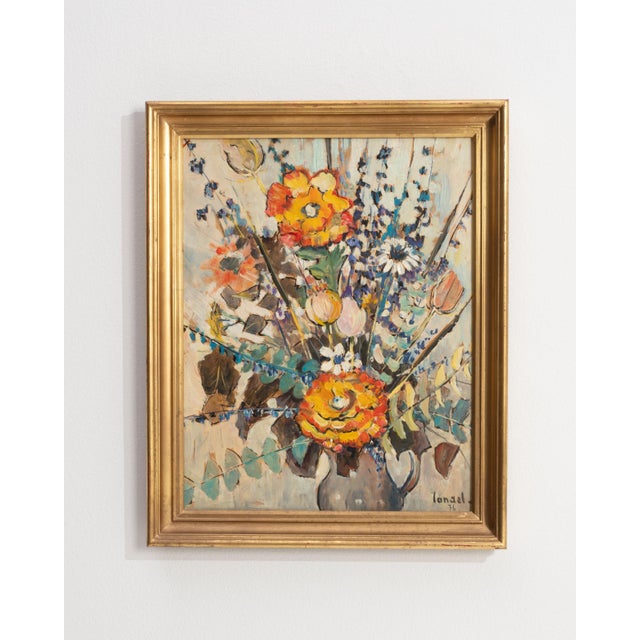 1970s France Orange Wood Painting For Sale - Image 12 of 15