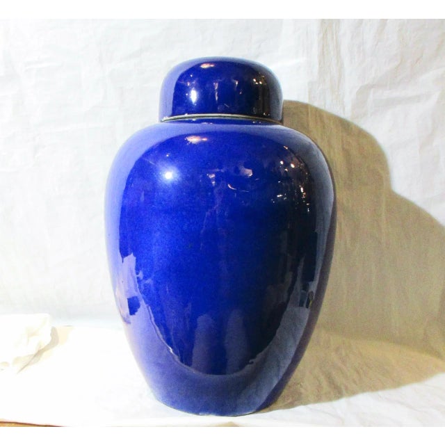 Antique Chinese Blue Glazed Porcelain Ginger Jar For Sale - Image 10 of 10