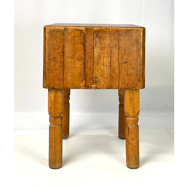 Farmhouse Vintage Solid Maple Butcher Block Table by Quality Maple Block Co. For Sale - Image 3 of 11