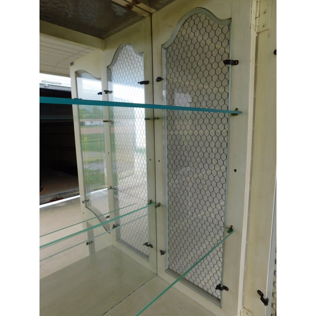 Hekman French Country Style Alabaster Lime Green Lighted Curio Cabinets- A Pair For Sale - Image 16 of 18