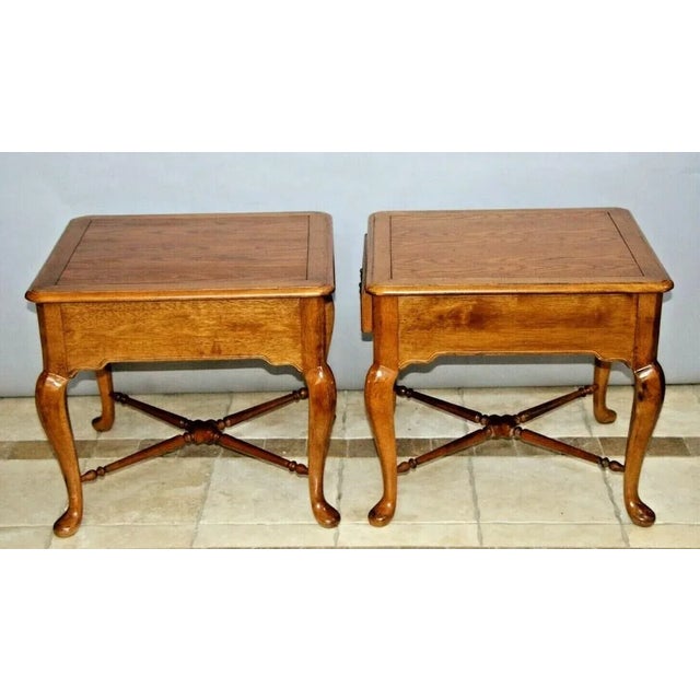 Chippendale 1990s Vintage Bernhardt Furniture Side Tables Matching Set Drawer - a Pair For Sale - Image 3 of 10