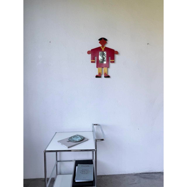 Childrens Mirror with Painted Wooden Figure, 1980s For Sale - Image 6 of 18