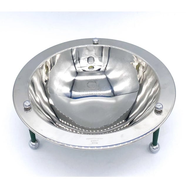 Silver Mid-Century Italian Lauffer by Towle Stainless Bowl With Green Feet – Postmodern / Space Age For Sale - Image 8 of 13