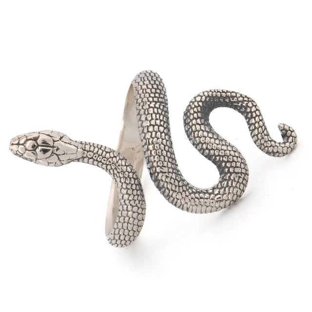 Early 21st Century Cycle of Life Snake Sterling Silver Ring, Size 5 For Sale - Image 5 of 7