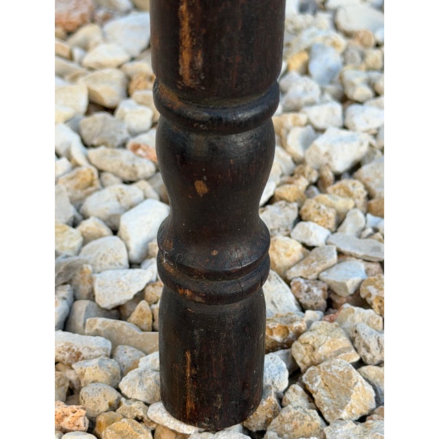 Industrial Moroccan Side Table With Round Raw Steel Top + Weathered Folding Base For Sale - Image 13 of 16