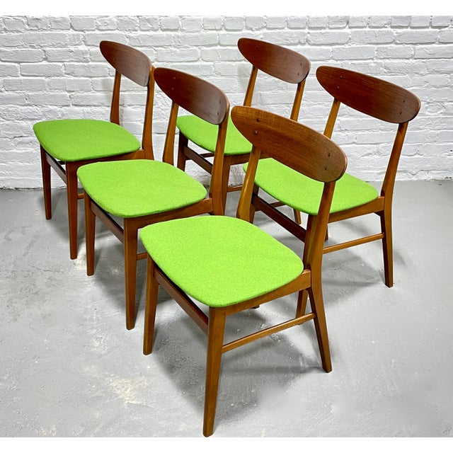 Hans Wegner Mid Century Modern Teak Danish Dining Chairs by Farstrup Mobler, Set of Five For Sale - Image 4 of 12