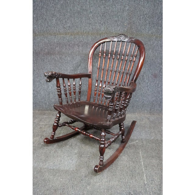 Early 20th Century Rj Horner Style Mahogany Rocker For Sale - Image 4 of 9