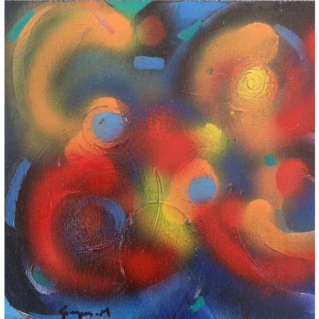 Red And Orange Circles is an original artwork realized by the Belgian artist Martine Goeyens. Acrylic on plywood. Hand-...