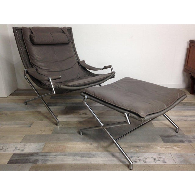 Set of Des2021 Chair and Ottoman attributed to Gerard van den Berg for Rohe Noordwolde, 1980s For Sale - Image 9 of 9