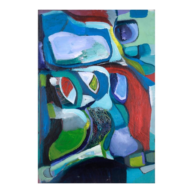 Multicolor Abstract Expressionist With Red, Blue, & Green by Catherine Freethy For Sale