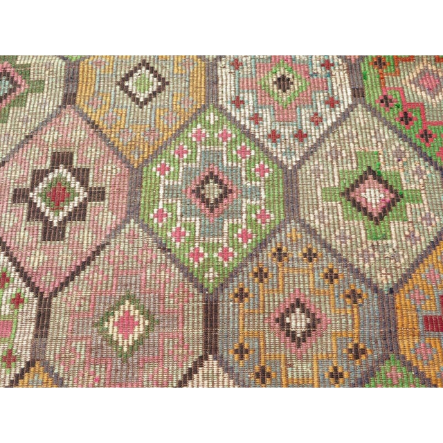 1960's Embroidery Multicolor Kilim Rug- 68"x104" For Sale In Raleigh - Image 6 of 13