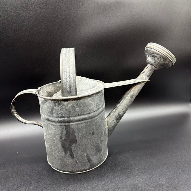 Farmhouse A Superb Vintage Small Sized Galvanised Watering Can, Circa 1920’s For Sale - Image 3 of 12