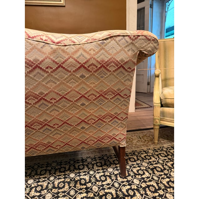 1980s Key City Flame Stitch Camelback Sofa / Long Settee For Sale - Image 13 of 13