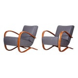 Set of Art Deco Model H-269 Armchairs in Beech attributed to Jindřich Halabala for Up Závody, Former Czechoslovakia, 1930s For Sale