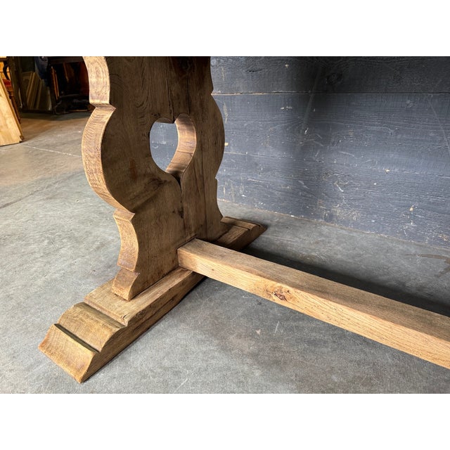 Large French Bleachers Oak Farmhouse Dining Table, 1925 For Sale - Image 12 of 17