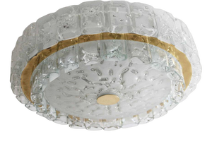 Large Space Age Ceiling Lamp in Ice Glass with 48 Tubes from Doria, 1960s