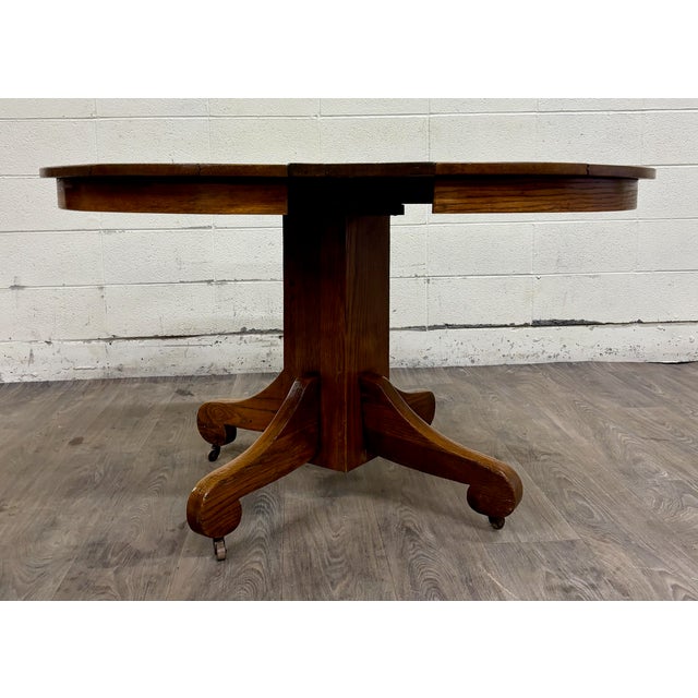 Wood Antique American Empire Style Scroll Foot Pedestal Dining Table Breakfast Table For Sale - Image 7 of 14