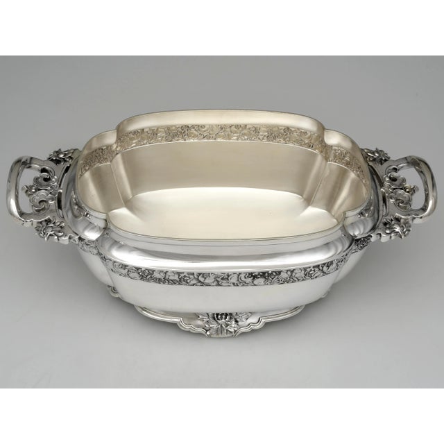 Tiffany and Co. Tiffany & Co. Sterling Silver Covered Vegetable Tureen, Floral Border, c.1901 For Sale - Image 4 of 11