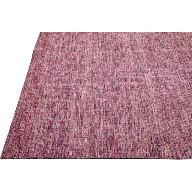 Modern Apadana's Groove Bamboo/Silk Handmade Red Rug For Sale - Image 4 of 11