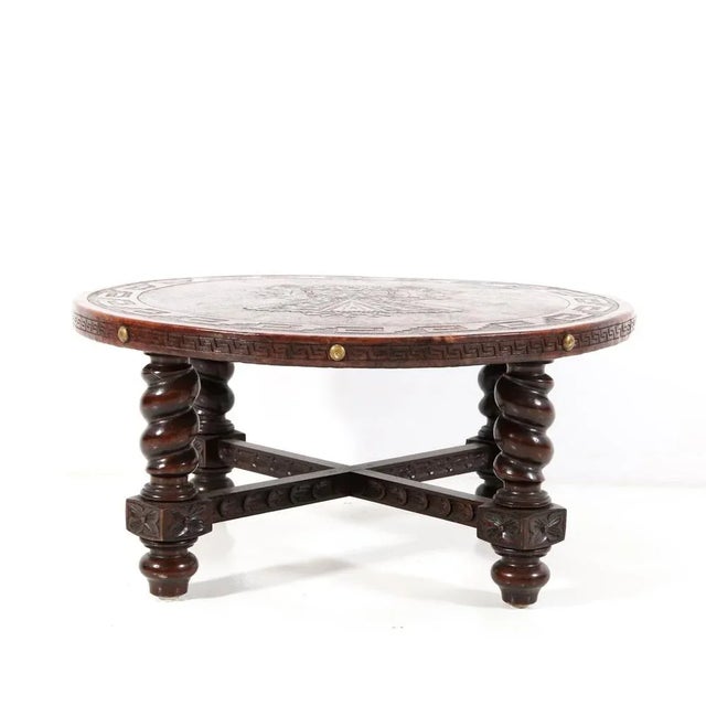 Angel I. Pazmino Mid-Century Modern Walnut and Leather Coffee Table by Angel Pazmino for Muebles De Estilo, 1960s For Sale - Image 4 of 9