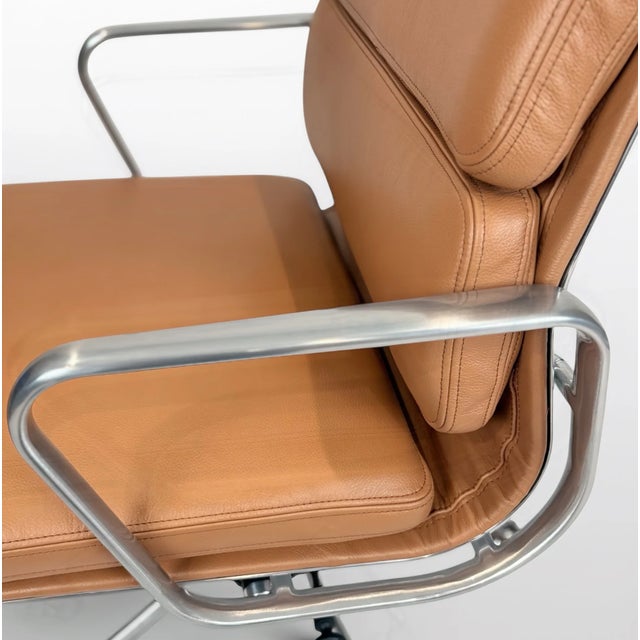 Herman Miller Eames Aluminum Group Soft Pad Management Chair - Brown Leather For Sale - Image 11 of 12