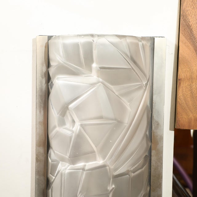 Art Deco Molded & Frosted Glass W/ Abstract Cubist Geometric Motif Sconces For Sale - Image 18 of 18