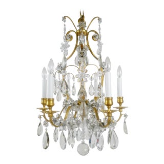 Louis XVI Style Gilt Bronze and Crystal Six-Light Chandelier For Sale