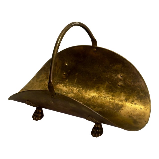 Mid 20th Century English Brass Coal Scuttle on Paw Feet For Sale