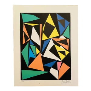 1960 Abstract Geometric Signed and Numbered Silkscreen by Marc Daffis