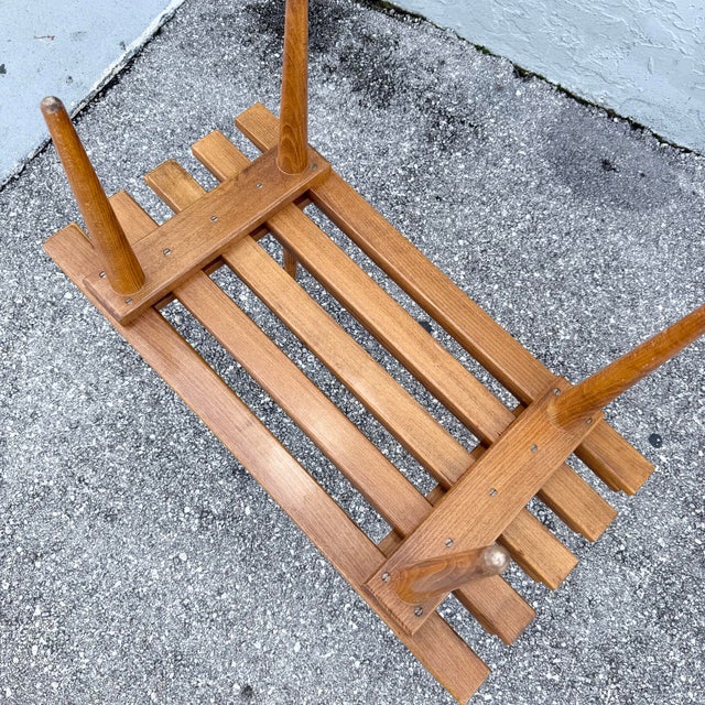 Brown Mid Century Modern Slatted Benches/Side Tables - A Pair For Sale - Image 8 of 8