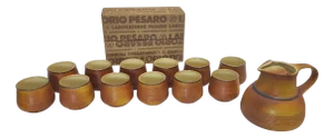 Ceramic Wine Set by Franco Bucci for Laboratorio Pesaro, 1970s, Set of 13
