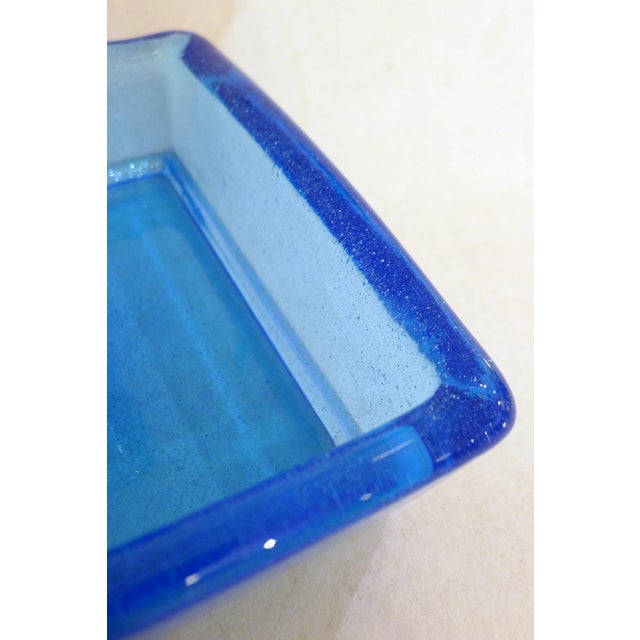 Vintage Square Trinket Trays in Thick Turquoise Bubble Glass, 1960s, Set of 2 For Sale - Image 12 of 13