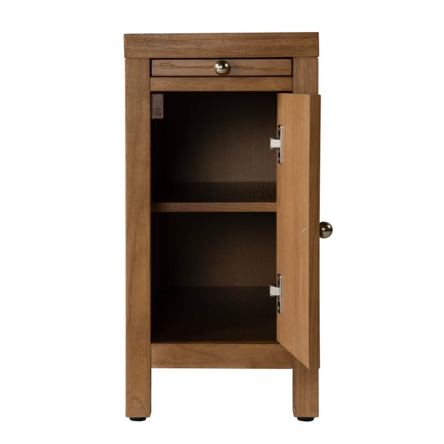 2020s Nora 12 in. W Rectangular Wood 1 Door Narrow End Table with Pull-Out Tray, Light Natural For Sale - Image 5 of 10