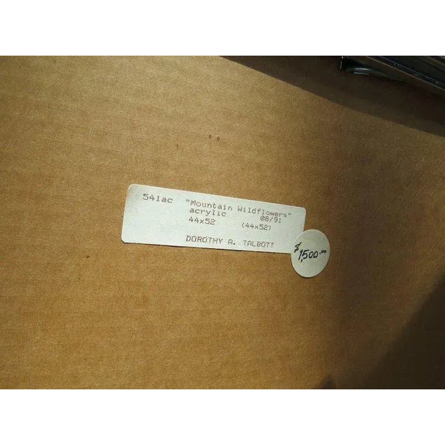 1991 "Mountain Wildflowers" Acrylic Painting by Dorothy Talbott, Framed For Sale - Image 4 of 10