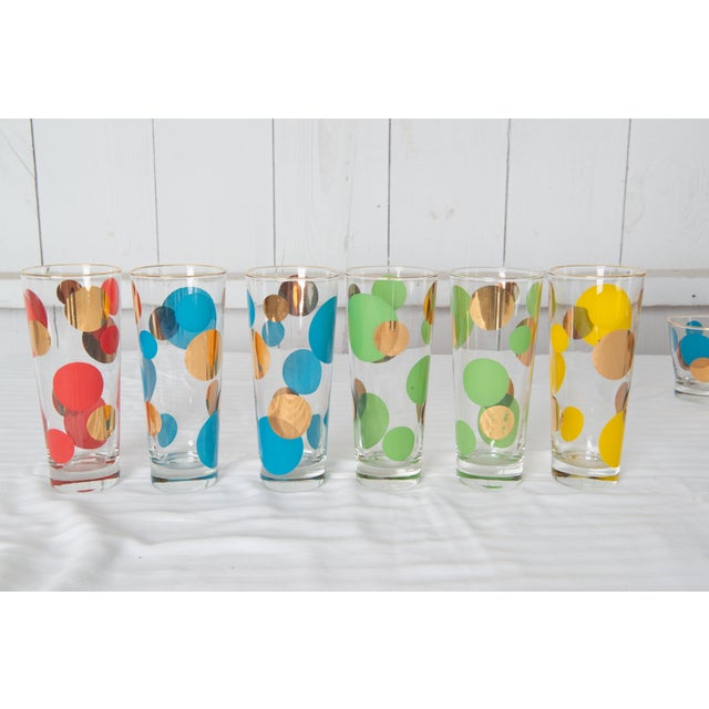 Vintage Mid-Century Modern Polka Dot Bar Glass Set, Glass 1950s - 19pcs For Sale - Image 12 of 13