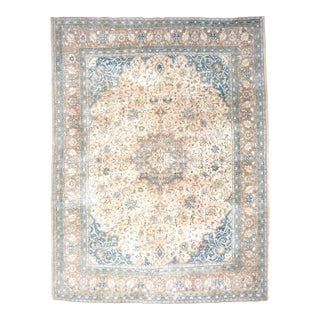 1970s Vintage Persian Handmade Wool Cotton Light Brown Area Rug For Sale