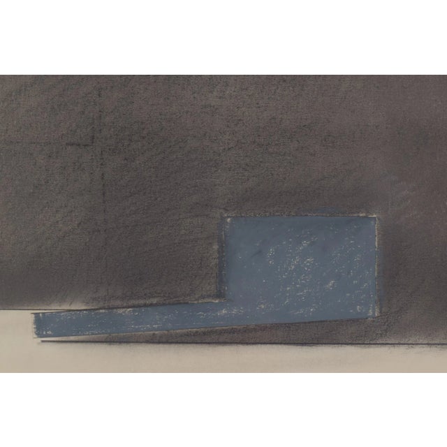 Contemporary Minimalist Landscape in Grey and Blue, 1985, Pastel & Pencil on Paper For Sale - Image 3 of 6
