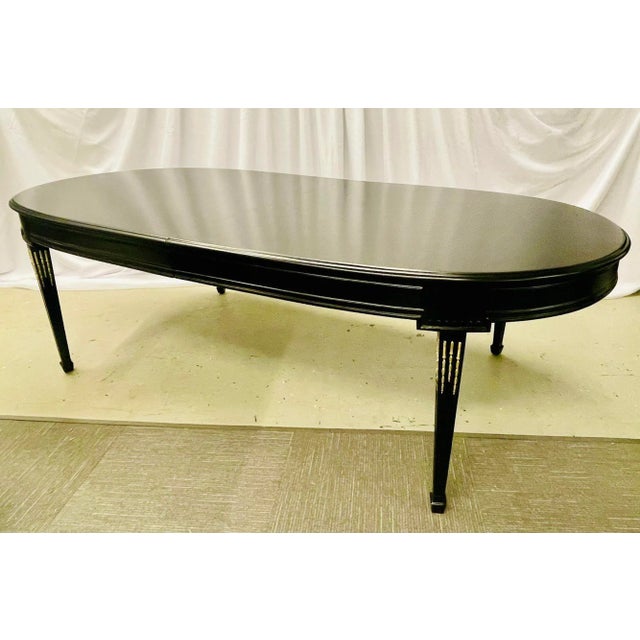 Wood Maison Jansen Louis XVI Dining Table, Conference, Ebony, Bronze, French 1930s For Sale - Image 7 of 12