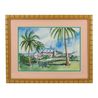 Bermuda Estate C1967 Watercolour by Jon Butler Provenance: The Susie Hilfiger Collection For Sale