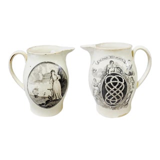 Herculaneum Creamware Endless Knot of Love Valentine Jug With Figure of Hope, Liverpool For Sale