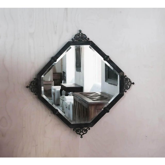 Antique Brass Renaissance Style Bevel Edged Wall Mirror, 1910, in Good conditions. Designed 1890 to 1919