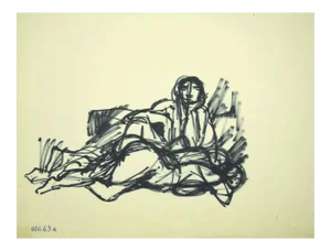Leo Guida, Figure, Original Permanent Marker Drawing, Mid-20th Century