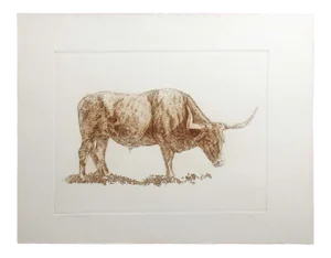 1970s "Grazing" Sepia Toned Etching by Chad Neff