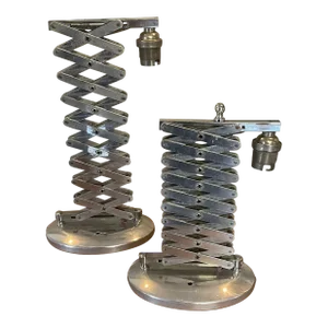 1950's XL French Mid Century Modern Nickel/ Aluminum "Zig Zag" Loft Style Extension Wall Sconces a - Pair