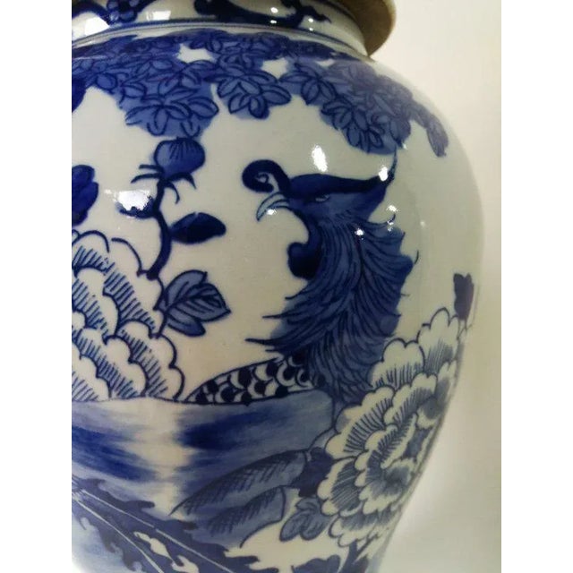 Blue Chinese Blue and White Porcelain Ginger Jar With Birds & Flowers For Sale - Image 8 of 11