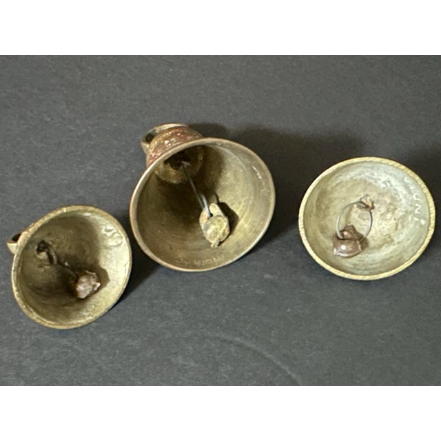 Vintage Mid 20th Century Brass & Cloisonné Bells- Set of 3 For Sale - Image 4 of 10