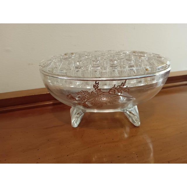 Mid-Century Modern Vintage Martinsville Viking #1048 Flowerlite Oval Clear "Flanders" Flower Frog For Sale - Image 3 of 7
