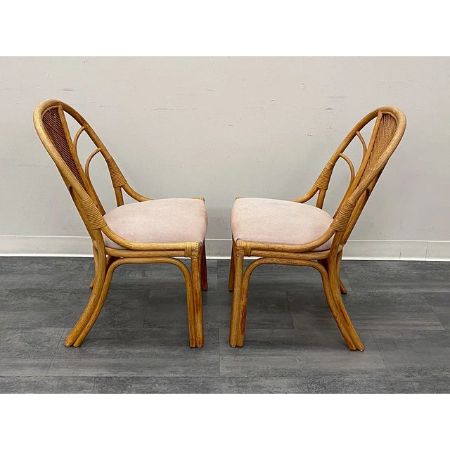Brown Vintage Scandinavian Bamboo and Rattan Dining Chairs With Cane Backs – Set of 5 For Sale - Image 8 of 13